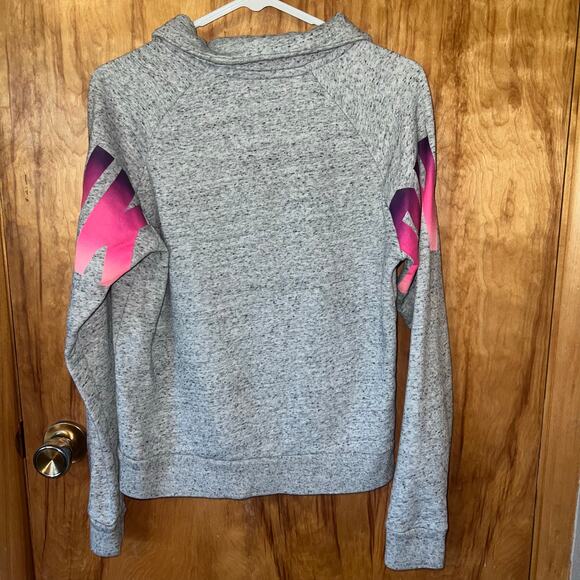 Gray Pink Colorful Victoria’s Secret Pink Quarter Zip Hoodie Size Medium - Picture 3 of 7